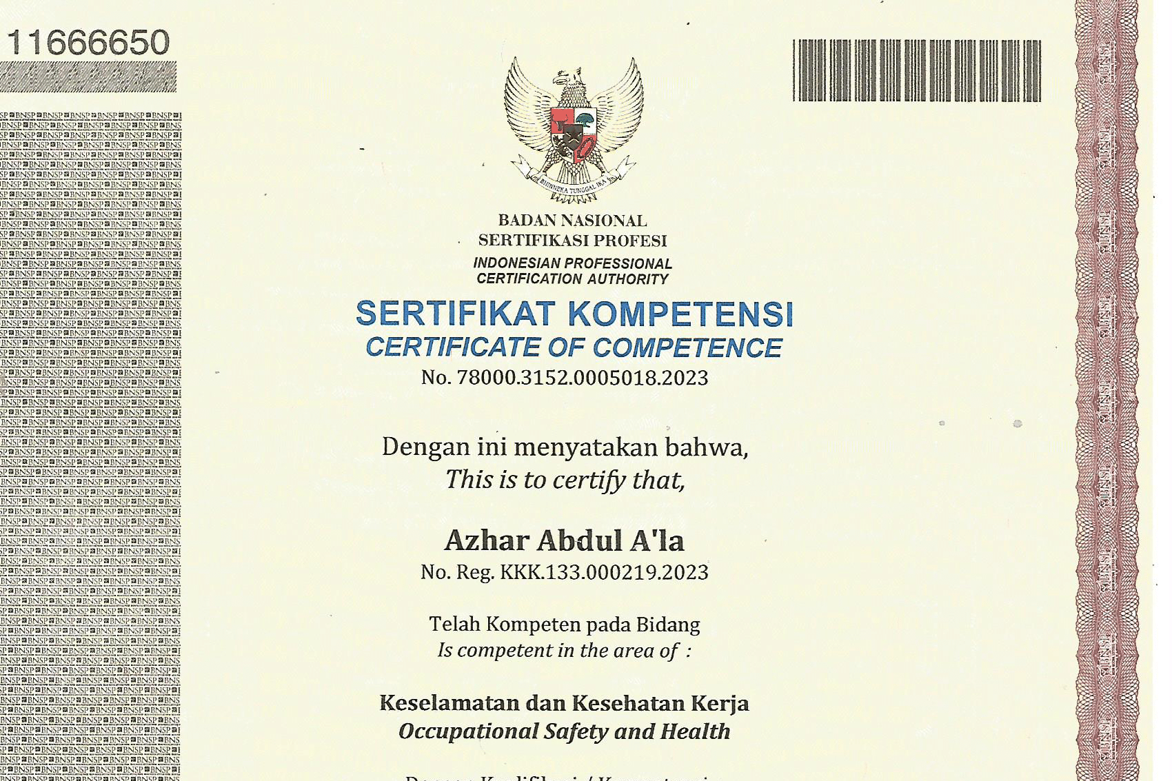 Occupational Safety and Health Technician Certificate